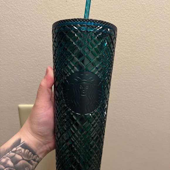 BNWT Starbucks dark green jeweled tumbler